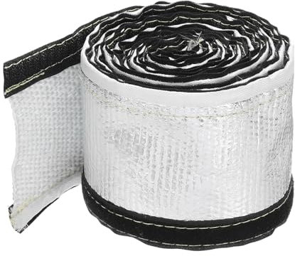 QUARKZMAN 1,5mm Gaine Thermique en Aluminium 0,79 ID x 10Ft Manchon Thermique en Fibre de Verre Métallique en Aluminium pour Lignes de Carburant, Câbles et Câblage Électrique