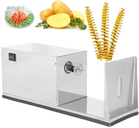 Affettatrice elettrica a spirale per patate Affettatrice automatica per patate allungate Macchina elettrica a torre per patate in acciaio inossidabile per uso domestico e commerciale, per patate