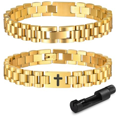 XUANPAI armband män rostfritt stål kors herrarmband – Jesus Kristus krucifix män armband justerbar med vredet present till son pappa make bror konfirmation jul, Eine Grösse, Rostfritt stål, Ingen