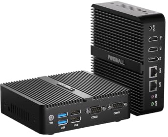 Fanless N100 Mini PC sans ventilateur Pc Industriel Desktop Computer | Dual HD/DP/Dual Lan/Dual RS232 COM, Petit IPC 12V, Auto Power On, 8GB RAM 128GB M.2 NVME SSD