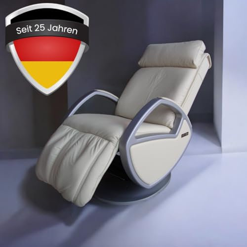 WELCON KEYTON H10 Massagesessel elektrisch – Premium Relaxsessel mit Sensor-Scan, Rückennavigation & Echtleder, Ganzkörper-Massagestuhl beige
