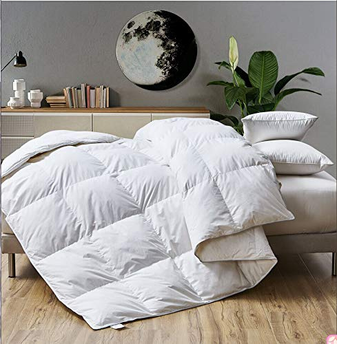 Goose Down Feather Duvet Quilt Luxury Comforter Deluxe, Super Soft, 3D Baffle Boxes design , Anti Allergy, Double Stiched piping, Best Hotel Quality (Double 13.5 Tog, Goose Down Feather)