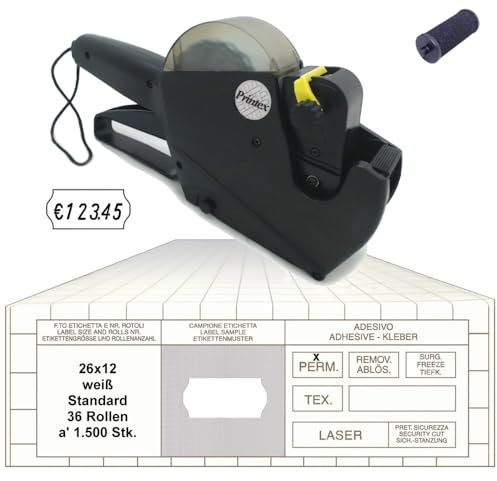 gebar - Auszeichner Set04 mit Printex A6 Preisauszeichner plus 54.000 Etiketten 26x12 mm und 1 Farbrolle