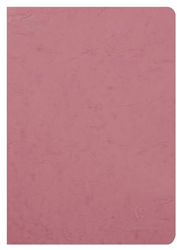 Clairefontaine 733066C - Notizheft Age Bag, DIN A4, 21x29,7 cm, 48 Blatt liniert mit Rand 90g, Einband gekörnt mit Lederstruktur, Altrosa, 1 Stück