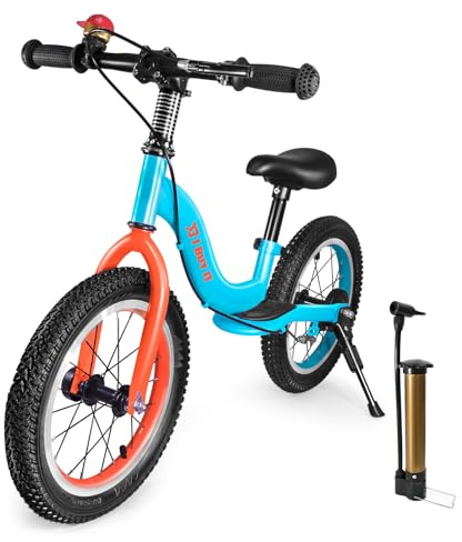 I BUY IT 14/16 Zoll Laufrad ab 3 4 5 6 7 Jahre Jungen Mädchen, Verstellbares Kinder Laufräder mit Bremse & Ständer, Kinderlaufrad ohne Pedale mit Luftreifen & Fußstütze | Verstellbares Kinder Laufräder fur Jungen Mädchen, Kinderlaufrad ohne Pedale mit Luftreifen & Fußstütze
