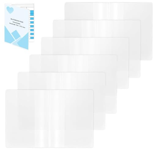 6 Stück Impfpass Hülle 150 × 212mm Ausweishülle A6 Doppelhülle Reisepasshülle Schutzhülle Wasserdichte Kartenhülle für Blutdruck Impfbuch Reisepass