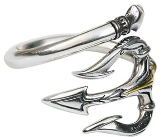 Auriselle Anello vichingo da uomo regolabile con motivo a tridente, gioiello aperto retrò punk hip hop gotico, Vintage unisex, regalo di compleanno/natale per uomini, ragazzi, signore