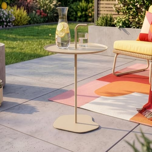 casa.pro Beistelltisch Outdoor Calimera 57xØ38 cm rund Stahl Champagne