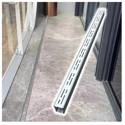 Grondaie lineari, canale di drenaggio per patio, canale sottile in acciaio inox, sistema di drenaggio dell'acqua piovana per piscina/patio/gazebo/balcone, kit di installazione per scarico a