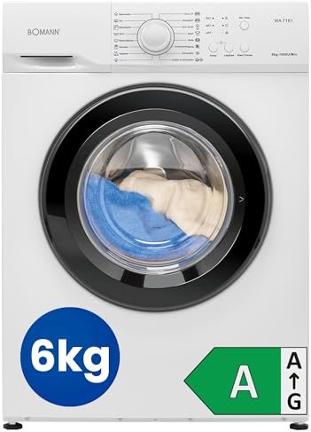 Bomann® Waschmaschine 6kg | max. 1000 U/Min. | 5 Jahre Motor-Garantie | bürstenloser DC-Motor: effizient, leise und langlebig | Temperatur bis zu 90°C | 16 Programme | Washing Machine | WA 7161