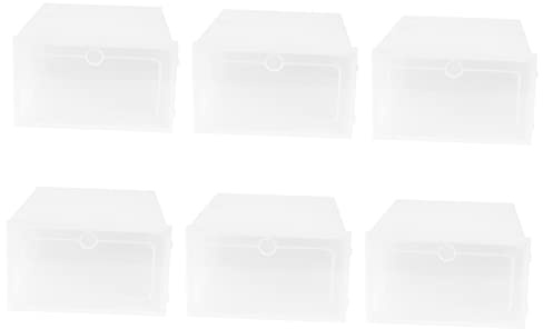 VALICLUD 6 pezzi Scatole Portascarpe Trasparenti Impilabili in Plastica Contenitori Scarpe Spessi Organizer Bianco S per Armadio e Scarpiera