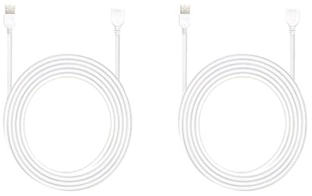 Clearhill 3m/9.84FT 2Pcs USB Male to Female Extension Cable with 2Pin 22AWG Wire, White, for USB Desk Fan, LED Strip Lights, Desk Lamp Table, DIY Repair and Other Small Power Electrical Power Supply