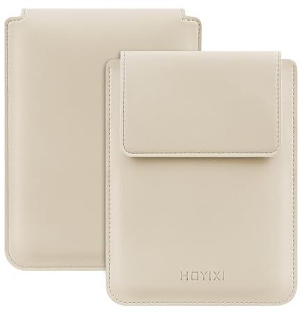 HoYiXi Funda Universal para 7 Kindle Paperwhite 2024/6.8 Paperwhite 2025-2021,Compatible Kobo/Voyaga/Pocketbook/Tolino E-Book Funda de Cuero Ligero Bolsa para Ebook de 6.8-7 Pulgadas,Beige