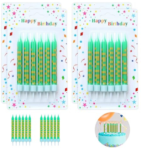Confezione da 24 Candele Pixel con Stampa a Tema TNT,Candele di Compleanno in Decorare Torte,per Feste di Compleanno,Matrimoni,Lauree e Eventi Speciali,Decorazioni Festive per Party(verde)