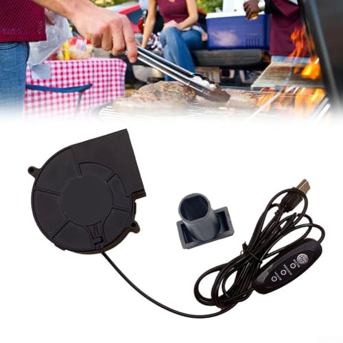 Soplador de aire para barbacoa alimentado por USB para exteriores con control de velocidad variable para encendido y mantenimiento eficientes del fuego de la parrilla, compacto y construcción