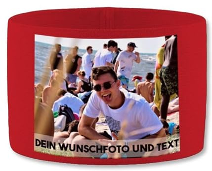 Geschenk mit Namen personalisiert by Shirtracer - Jako Kapitänsbinde - Eigenes Foto Text personalisiert - Malle Saufen Outfit mit Name Bild selber gestalten