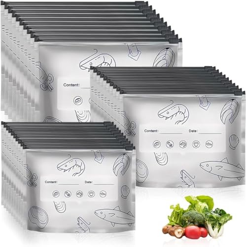 30 Pièces Sac De Conservation Alimentaire Reutilisable En Aluminium Avec Fermeture Éclair, Sac Congelation Zip, Poche Alimentaire Debout, Sachet Nourriture Légume, Fruit, Fruits De Mer, Viande