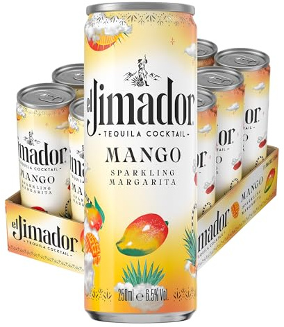 El Jimador Mango Margarita Ready to Drink Cocktail Cans, 12 x 250ml | Tequila Margarita RTD | Tropical Tequila Cocktail | 6.5% ABV