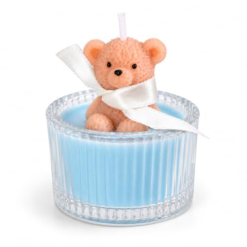 Bougie en forme d'ours, bougie parfumée à la cire de soja, bougie d'intérieur esthétique avec parfum relaxant, bougie en pot en verre à combustion propre pour la maison, détente et cadeau, charmant