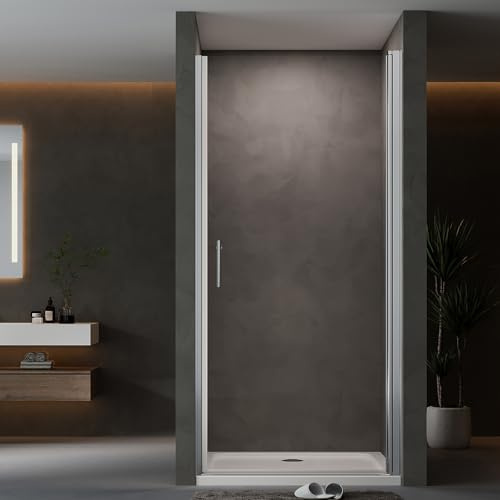 AQUENITH Duschtür 90x195cm Nischentür Dusche Duschkabine Pendeltür | Duschtrennwand Rahmenlos mit 6mm Sicherheitsglas ESG Klarglas Nano-Beschichtung,Hebe-Senk-System