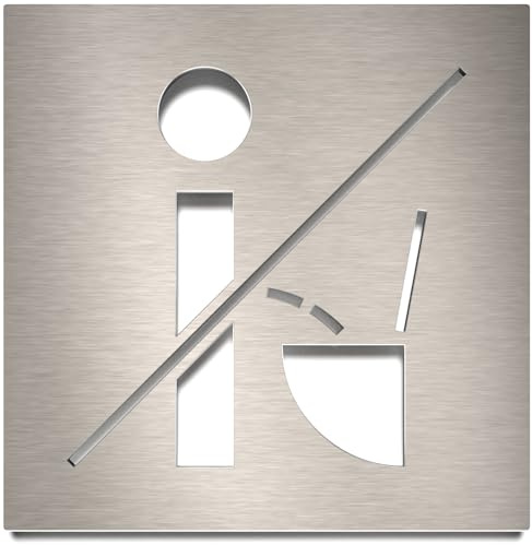 Edelstahl Hinweis-Schild Bitte setzen - selbstklebend & pflegeleicht - Design Piktogramm - WC-Schild H-21-E