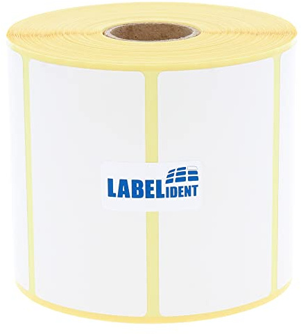Labelident Thermoetiketten 75 x 40 mm - 1.000 Etiketten auf Rolle | thermodirekt bedruckbar, selbstklebend und stark permanent haftend für Thermodrucker