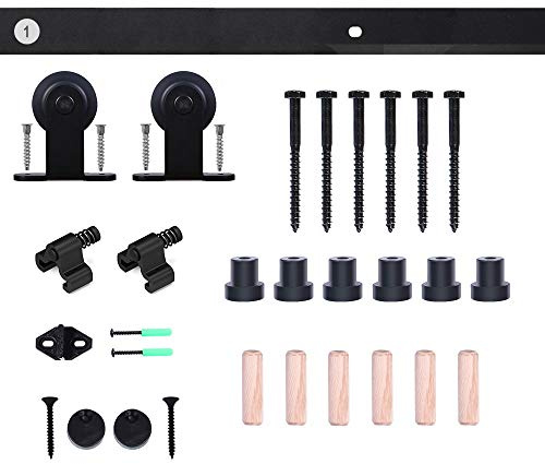 335cm/11FT Schiebetürsystem Zubehörteil Laufschiene Schiebetürbeschlag Holzschiebetür Komplettset Schiebetür Schiene Set Schwarz/sliding barn door hardware