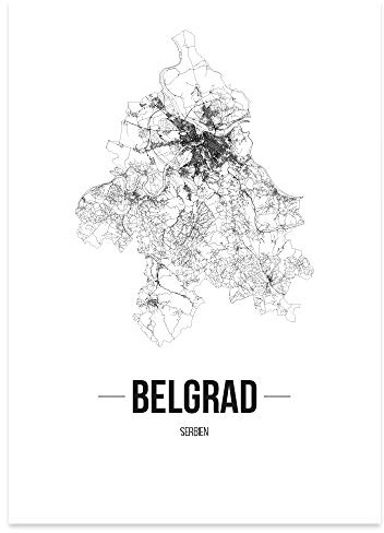 JUNIWORDS Stadtposter - Wähle Deine Stadt - Belgrad - 60 x 90 cm Poster - Schrift B - Weiß