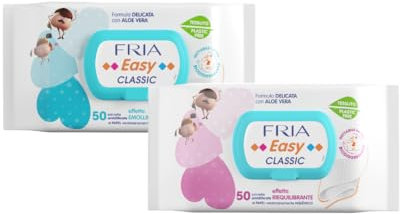 Fria Easy Classic Carta Igienica Umidificata con Aloe Vera ad Effetto Emolliente, Tessuto Gettabile nel WC, Dermatologicamente Testate, Confezione da 50 Salviette
