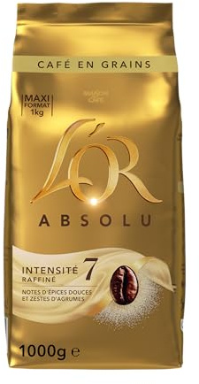 L'OR, 1 kg Café en Grains Absolu,100% Arabica, Intensité 7, 1kg ( l'emballage peut varier )