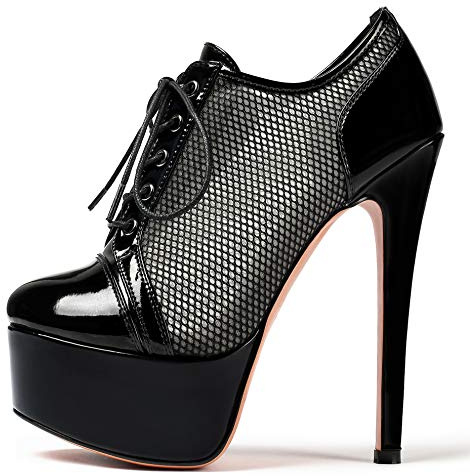 EDEFS Chaussures Femmes Bottes à Talon Haut 15CM,Bottes Classiques Femme,Blackmesh EU44