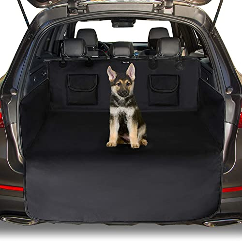 Toozey Bilbagageskydd för hund - universell halkfri bilstövel hundfilt med sidoskydd och stötskydd, vattentät/antifouling, robust skyddsmatta för hundar, svart - svart kant
