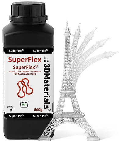 Superflex 3D-Druckerharz, Weichheit 80 A, Simuliert flexiblen Gummi, hergestellt in Korea von 3DMaterials (500g, Transparent)