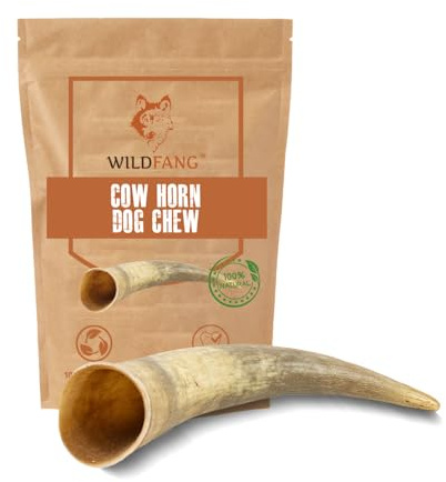 Wildfang® corno di bovino da masticare, M – giochi per cani indistruttibile per masticatori forti, pulizia denti cane e masticativi per cani lunga durata, snack per cani fino a 25 kg, confezione da 1