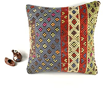 kelim kissenbezug 45x45 cm handgefertigt kelim teppich kopfkissen dekorative kissenhülle dekokissen sofakissen zierkissen code A2844
