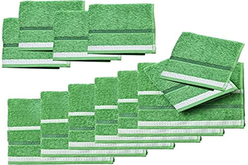 United Colors of Benetton. Set mit 12 Handtüchern (6 Handtücher, 6 Badetücher, 450 g/m², 100% Baumwolle, Grün mit Streifen, (6 x 50 cm)