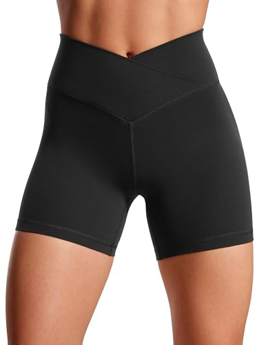 CRZ YOGA Radlerhose mit Überkreuztem Bund 13cm | Butterluxe, Extrem Weich, Leichte Kompression, Yoga, V-Überkreuzter Bund, für Damen