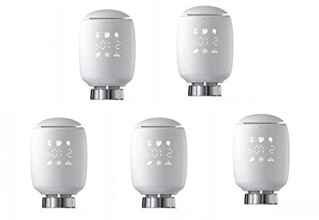 RANRAO 5 Stück Smartes Heizkörperthermostat Elektronisch - Programmierbares Zigbee Heizkörperthermostatventil - Thermostat heizung Digital - Energiesparen, Zeitplan, Steuerung unterwegs über APP