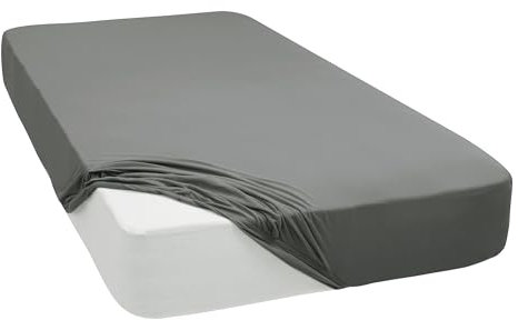 Spannbettlaken Jersey Spannbetttuch 100% Baumwolle Bettlaken Spannbettuch Laken 28 Farben, Größe:120 x 200 cm, Farbe:Silber