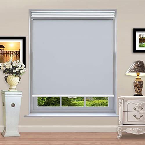 100 % Verdunkelungsrollo, schnurlose Raumverdunkelung, Türschutz mit wärmeisolierten Schlafzimmerschirmen, UV-Strahlen, blockierend, 68,6 cm B x 152,4 cm H, hellgrau, Sicherheit für Zuhause