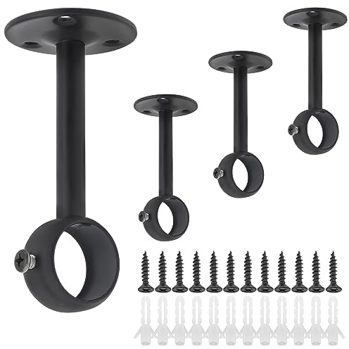 HOJLKLD Supports pour tringles à rideaux, 4 pièces Acier inoxydable Robuste Support de tringle à rideau pour plafond pour tringles à rideaux de 25 mm (4, 25MM)