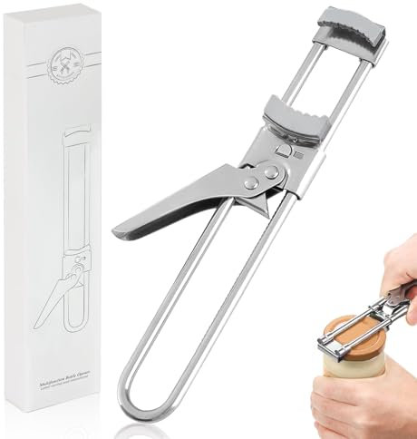 Deckelöffner für Schraubgläser, Verstellbarer Dosenöffner Edelstahl Manuell, Glasöffner Schraubdeckelöffner für Senioren, Arthritis, Frauen (Silber)