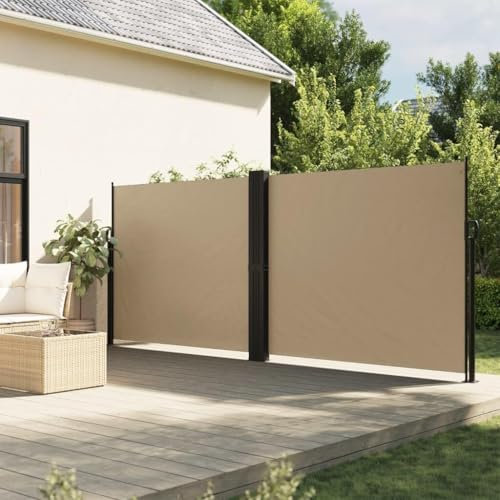 Toldo lateral retráctil beige, 180 x 1200 cm, pantalla de privacidad para jardín, balcón, cortavientos, persianas enrollables para exteriores, toldo de ventana al aire libre, pantallas retráctiles