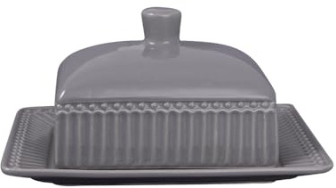 Greengate Butterdose ALICE STONE GREY Grau Medium 17x14 cm Butterschale