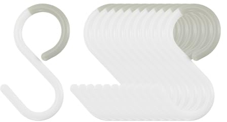 QUARKZMAN 12 Stück S Haken 2,4 Kunststoff Hängende S-förmige Haken Kleine S Haken Kleiderstangen Haken zum Aufhängen von Küchenutensilien, Tassen, Pflanzen, Schmuck, Weiß