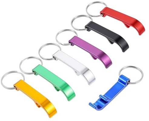 Lnngub 7 Pcs Bottle Opener Keychain,Colorful Beer Opener Keychain Aluminum Bottle Opener Keychain with Keyring Can Opener Keychain Bottle Opener Keychain for Men Bar Wedding Party