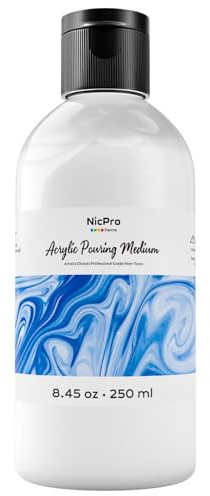 Nicpro 250 ml Pouring Medium Acryl, Verbesserte Fließeigenschaften | Acryl-Farbverdünner,Acrylic Fließmedium, Acryl-medium Fluid für Acrylfarben Kunst Malen, Acryl-Pouring-Kunst