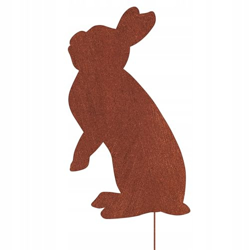Kapaga - Gartenfigur aus Rost - Metall - Edelrost - Hase - Höhe 46 cm | auf Einschlagbeinen, Tierfigur, Dekofigur - Dekoration Gartendeko - Gartendekoration