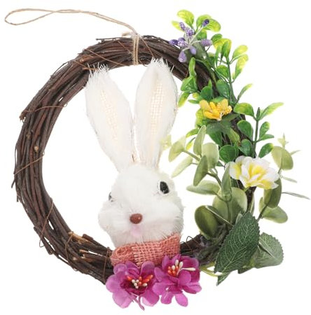 Cabilock 1stück Künstlicher Blumenkranz Mit Niedlichem Hasen Handgefertigte Frühlingsdeko Für Ostern Vielseitig Einsetzbar Für Türen Wände Und Fenster Fröhliche Osterdekoration Für
