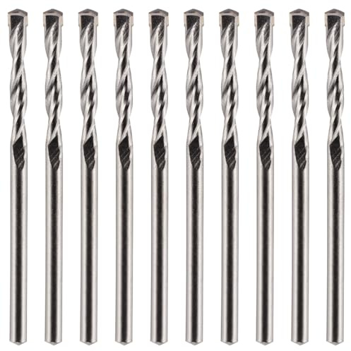 Rennie Tool - 10pcs 5mm x 85mm Long TCT Masonry Drill Bit Set | For Concrete Brick Porcelain Ceramic Tile Plastic Wood Etc. Tungsten Carbide Tipped For Standard Rotary Drills (NOT SDS)